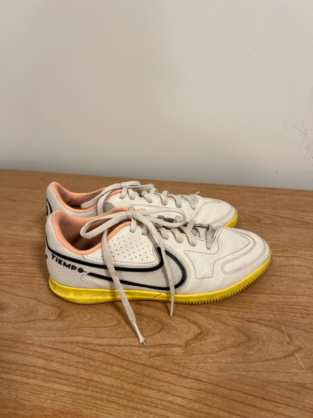 Nike Indoor Soccer Shoes - White, Yellow & Peach